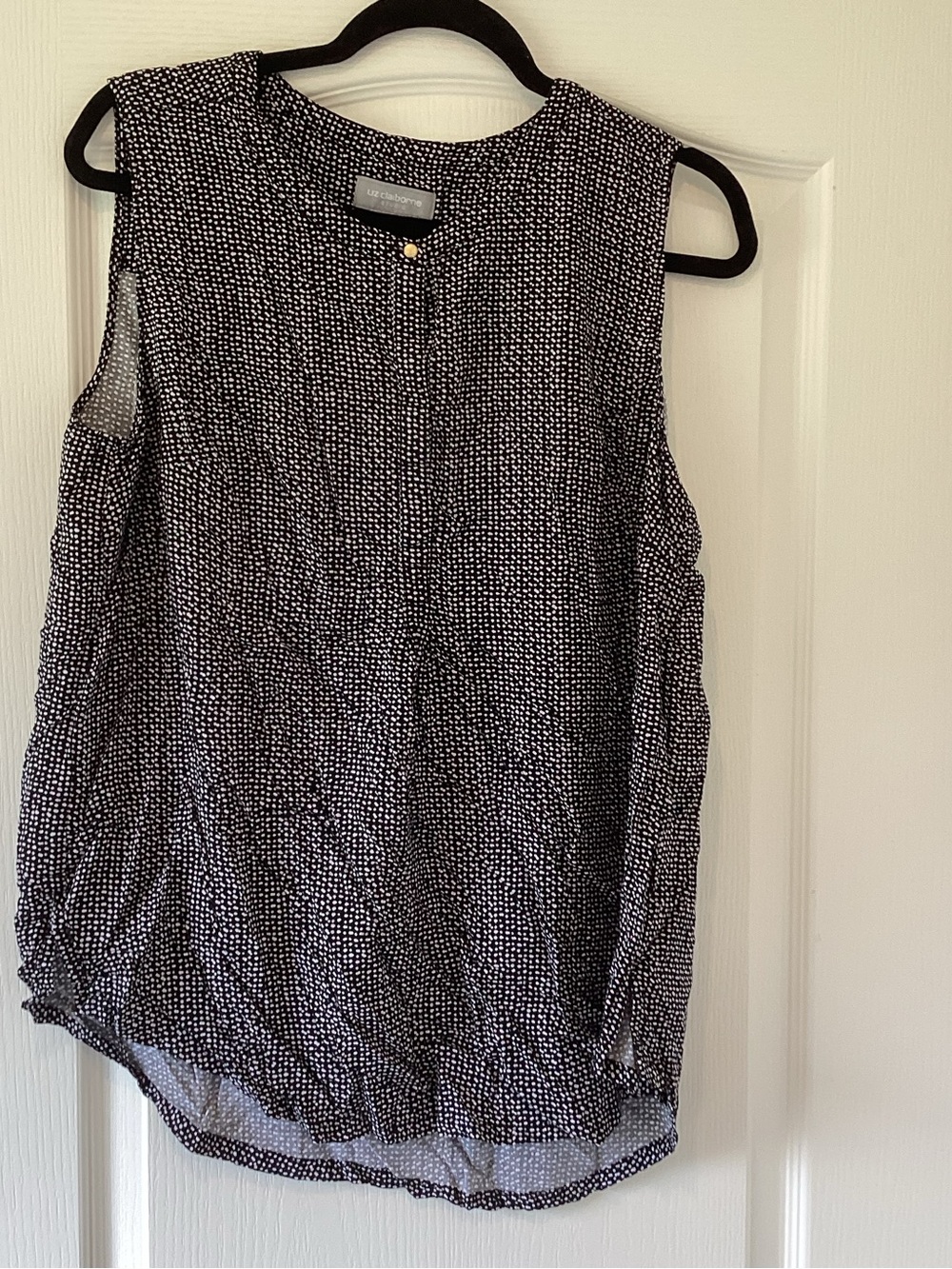 Liz Claiborne Black and White Sleeveless Printed Top XL EUC